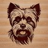 A vector illustration of a small dog breed, specifically a Yorkshire Terrier.