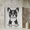 Dog Breed Clip Art Image A high-resolution digital vector image of a Boston Terrier sitting on its haunches, suitable for various design applications.