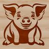 Cute Pig Silhouette Design A cute farm animal sitting on the ground with a friendly expression, ideal for vector designs.