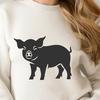 Beautiful Curly Tailed Pig Graphic A standing pig with curly tail, suitable for digital cutting and crafting.