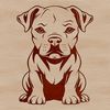 A vector illustration of a sitting Pitbull dog breed in a neutral pose.