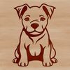 Cute Canine Character A simple line drawing of a cute Pitbull sitting on its haunches.