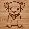 Cute Sitting Pitbull Puppy Line Art A simple line drawing of a sitting pitbull puppy, suitable for use in digital design projects.