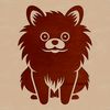 A small Pomeranian dog sitting on a background with a subtle texture.