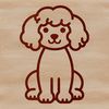 Relaxed Poodle Silhouette in Black and White A simple line drawing of a cute poodle sitting in a relaxed position.