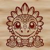 A stylized illustration of a baby dinosaur, designed as vector art for digital use.