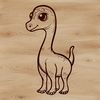 Baby Brachio Cutie Illustrative SVG drawing of a baby Brachiosaurus dinosaur in a prehistoric landscape.