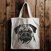 Playful Pug Face Illustration A cute illustration of a pug's head with its characteristic wrinkles and floppy ears.
