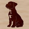 A illustration of a sitting dog breed, specifically a Boxer with its characteristic facial features and body shape.