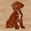 Simple SVG Design of a Lovable Boxer A cute sitting dog breed, specifically a Boxer, illustrated in a simple vector style.