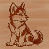 A sitting husky dog with a calm expression, suitable for vector design.