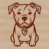 A simple line drawing of a cute sitting pitbull animal, suitable for vector graphics.