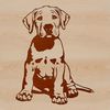 Canine Companion Silhouette Large breed dog sitting on floor, illustration suitable for pet owners and animal enthusiasts.