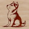 A sitting Siberian Husky breed dog in a graphic illustration format.