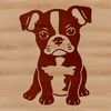 Cartoon depiction of a seated Boston Terrier dog.