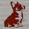 Small Breed Dog Clip Art Icon A small dog breed sitting on its hind legs, recognizable as a Welsh Corgi due to its distinctive features.