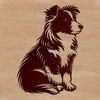 Shetland Sheepdog Sitting Illustration A small breed dog, specifically a Shetland Sheepdog, sitting upright on its hind legs.