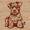 A detailed illustration of a seated miniature dog with a distinctive beard.