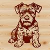 Miniature Dog with Distinctive Beard Vector Art A detailed illustration of a miniature dog with distinctive beard and eyebrows, sitting upright.