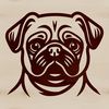 A detailed digital illustration of a pug's head, suitable for vector design and cutting machine projects.