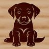 Sweet Sitting Puppy Vector Graphic Close-up of a sitting Labrador Retriever dog with a friendly expression.