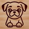 Cute Puppy Face A simple line drawing of a cute puppy dog with its head peeking out from behind something.