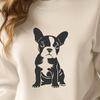 Illustrative design of a sitting Boston Terrier dog in vector format.