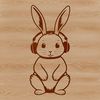 A cartoon rabbit sitting on its haunches, suitable for clip art and vector design projects.