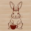 Vector graphic of a cute rabbit in a seated position, suitable for various design applications.
