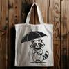 Raccoon in the Rain A detailed illustration of a raccoon holding an umbrella in various weather conditions.