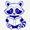 SVG Vector Art Raccoon Silhouette A cartoon raccoon character reading a book with a thoughtful expression.
