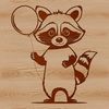 A digital illustration of a raccoon's face with distinctive markings.