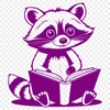 Cute Raccoon Reading Illustration A stylized illustration of a raccoon sitting with a book, suitable for vector art design.