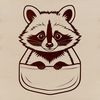 Raccoon Silhouette Behind Tree A vector illustration of a raccoon peeking out from behind a tree trunk.