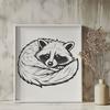 Cute Woodland Creature Vector Graphics A vector illustration of a raccoon in various poses, suitable for graphic design projects.