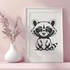 Adorable Raccoon Character Illustration A cute racoon character wearing glasses in a simple vector design.