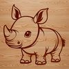 A realistic illustration of a rhino in its natural habitat.