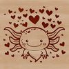 Cute Salamander Illustration with Hearts Axolotl salamander head illustration with love hearts.
