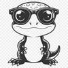 Cute Salamander Character An amphibian salamander character wearing eyeglasses in a simple vector design.