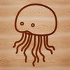 A simple line drawing of a cute sea creature, an octopus.