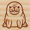 Sweet Sea Lion Silhouette A simple line drawing of a sitting sea lion with endearing features.