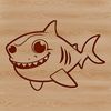 A simple line drawing of a shark suitable for digital design and crafting projects.