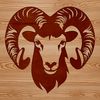 Ram Character Design SVG A detailed illustration of a farm animal's head, featuring a sheep with characteristic features.