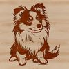 Small Shetland Sheepdog Silhouette Illustration of a small Shetland sheepdog sitting on its haunches.