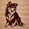 Small Shetland Sheepdog Clip Art A small breed dog with long fur sitting in a relaxed position.