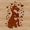Adorable Shiba Inu Cartoon A cartoon Shiba Inu dog sitting on its haunches with love hearts surrounding it.