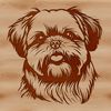 Small but Mighty Dog Breed Design A digital illustration of a small dog breed with distinctive features and facial expression.