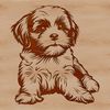 Shih Tzu Lying Down Clip Art A small dog breed illustration of a Shih Tzu lying on its back with folded paws.