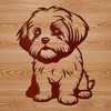 A close-up illustration of a seated Shih Tzu with a calm expression.