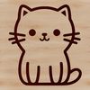Line Art Kitten Seated Silhouette Simple line drawing of a seated cat with cute facial expression.